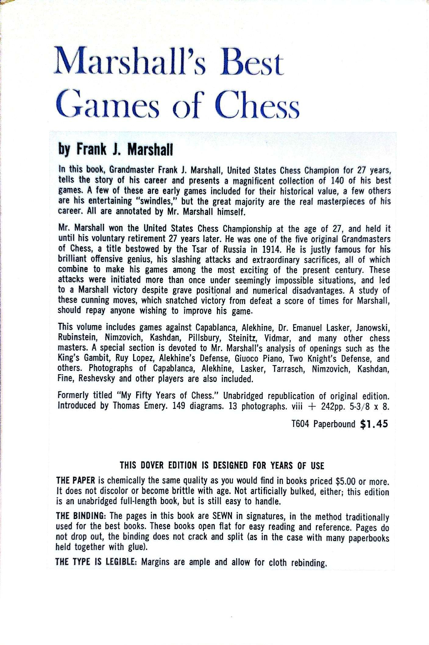 Marshall’s Best Games of Chess by Franklin J. Marshall - Image 2