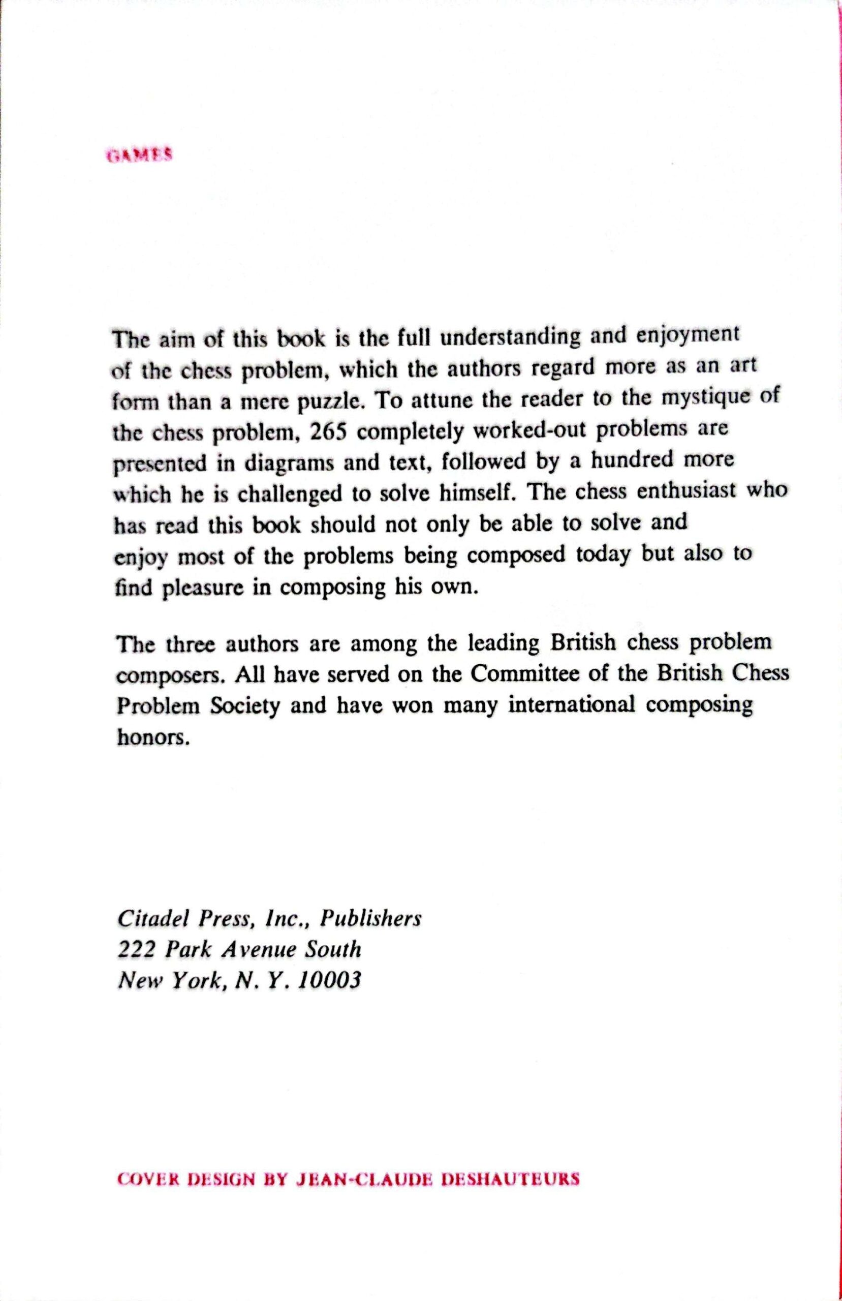 Chess Problems: Introduction to an Art by Michael Lipton, R.C.O Matthews, and John M. Rice - Image 2